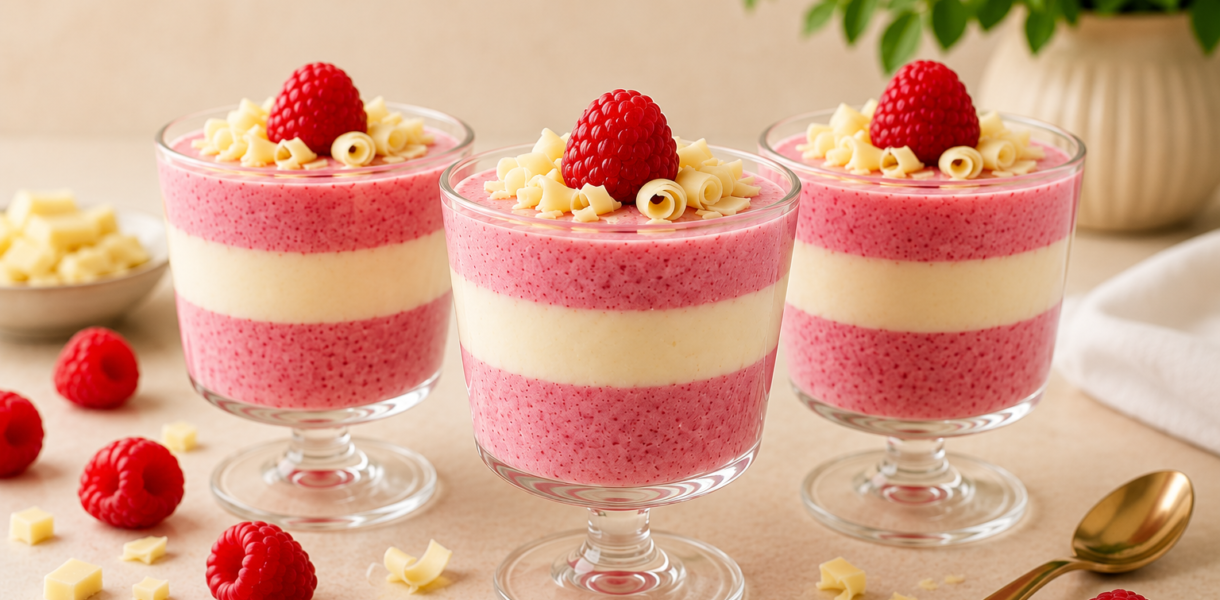 Verrines framboise chocolat blanc