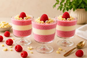 Verrines framboise chocolat blanc
