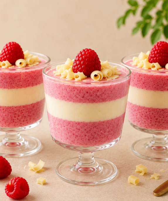 Verrines framboise chocolat blanc