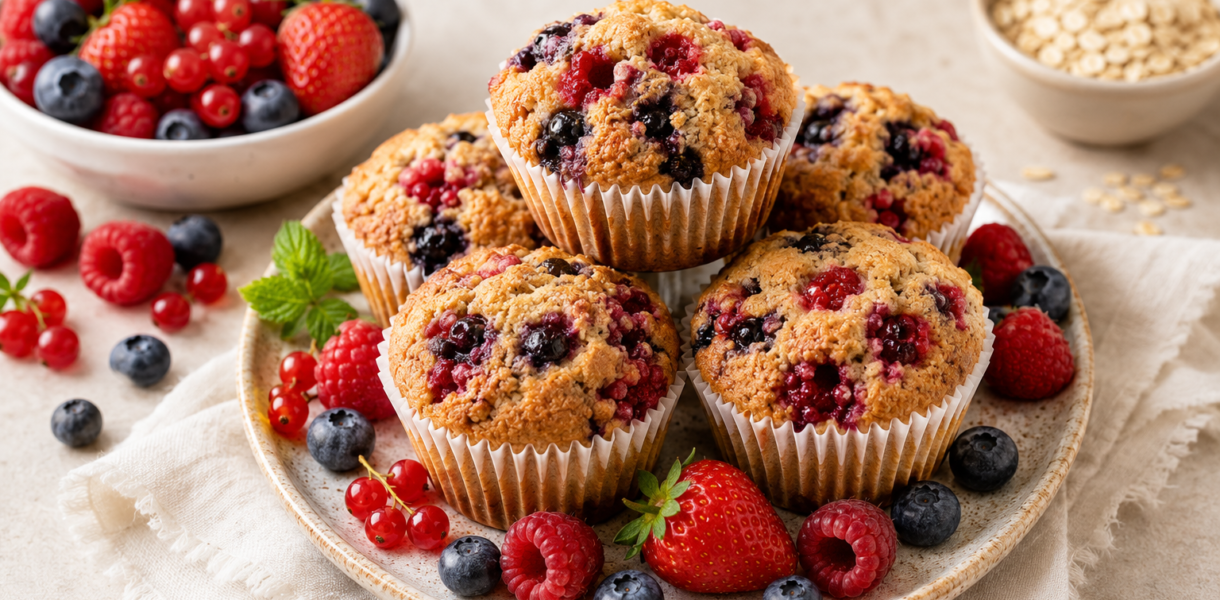 Muffins sans sucre aux fruits rouges
