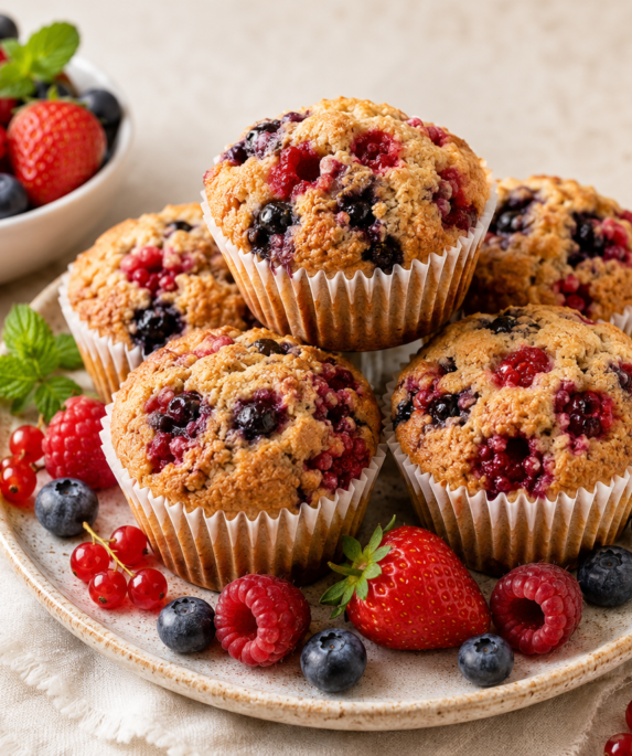 Muffins sans sucre aux fruits rouges