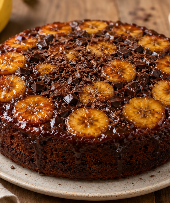 Gâteau renversé à la banane et au chocola